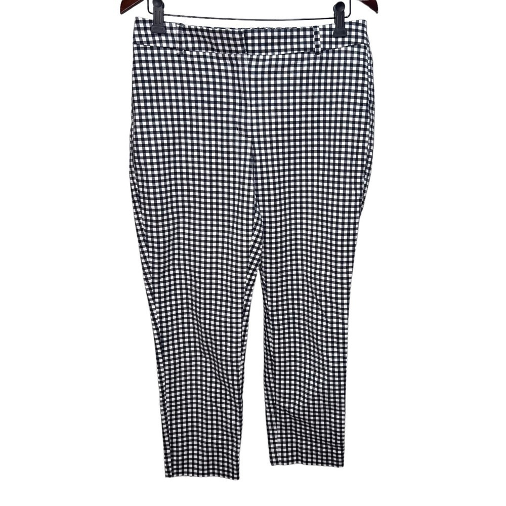 White House Black Market Black & White Buffalo Plaid Slim Ankle Pants Size 8
